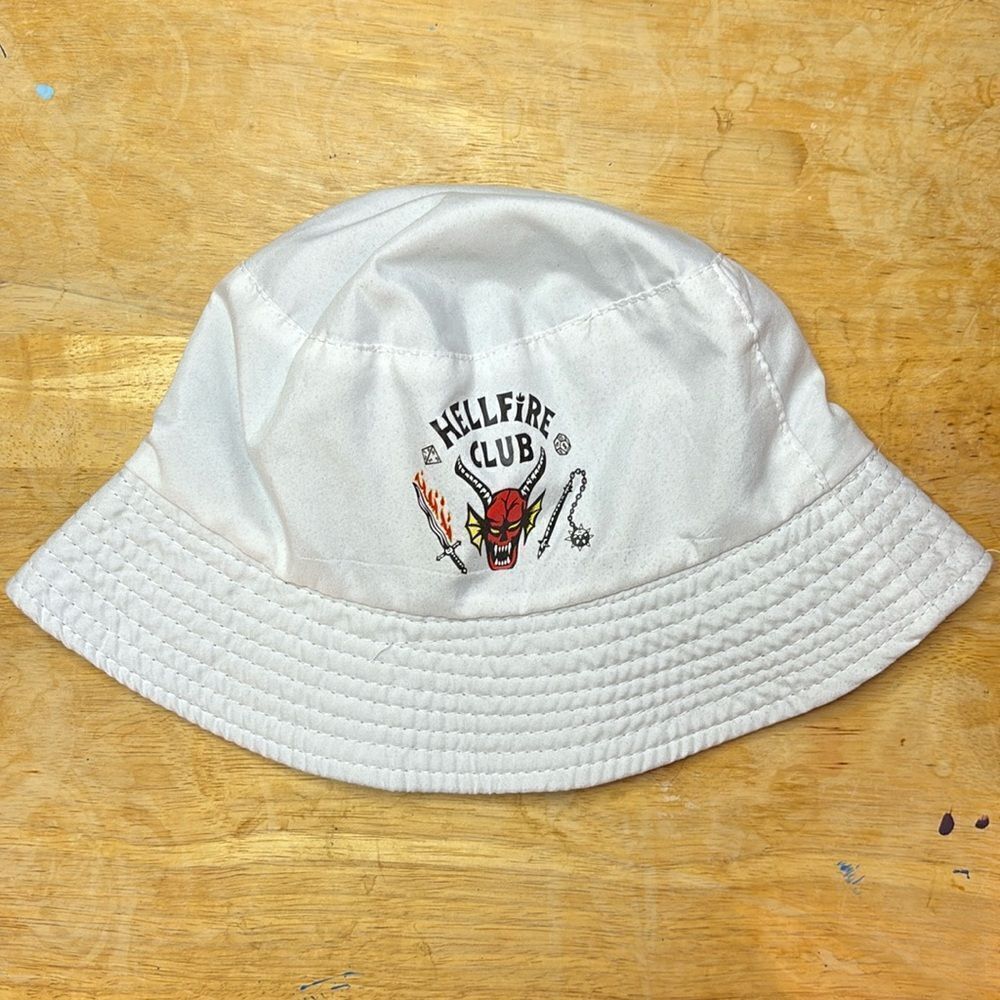 Stranger Things Season 4 Hellfire Club White and Black Reversible Bucket Hat
